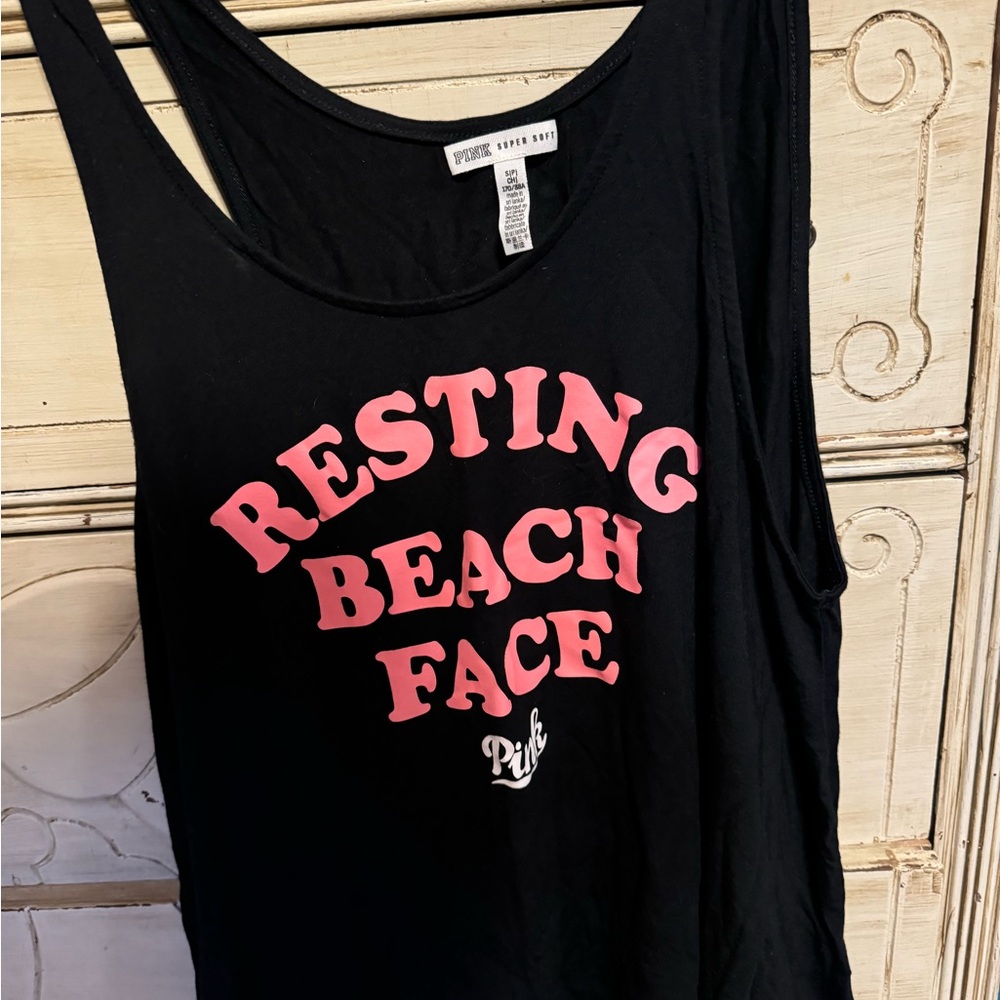 PINK Victoria's Secret Black Tank with Pink Graphic Small